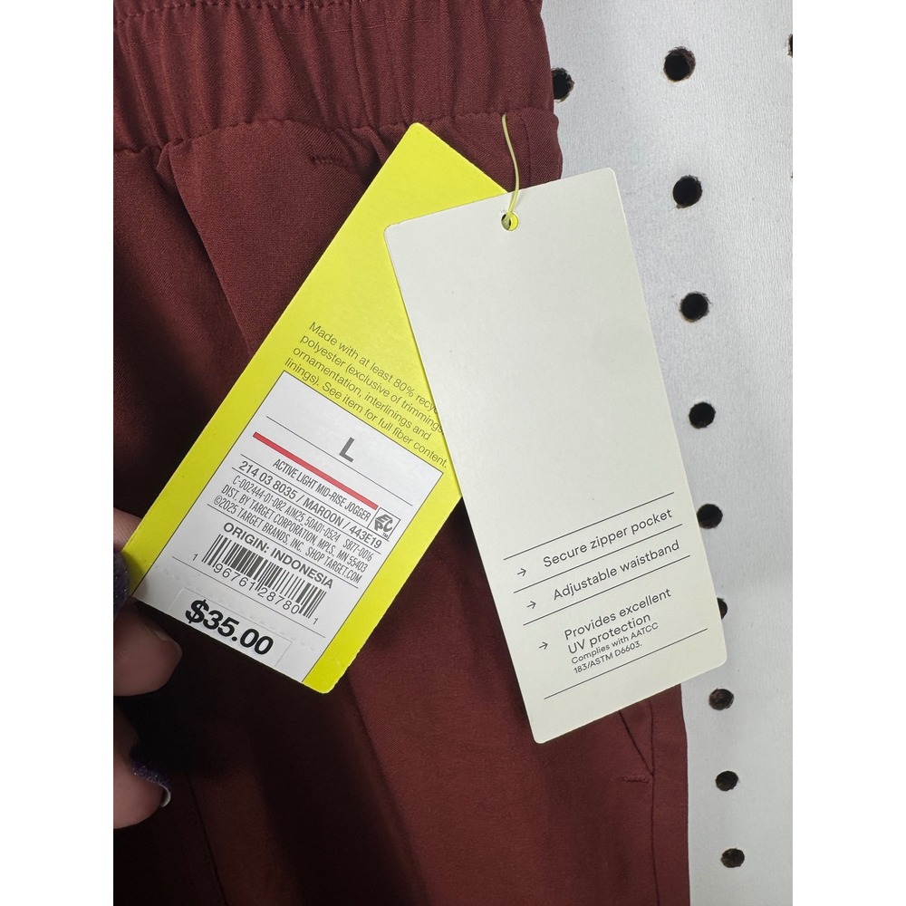 All in Motion Active Light Mid-Rise gorpcore Joggers Maroon Size L Ankle Length - Picture 2 of 6